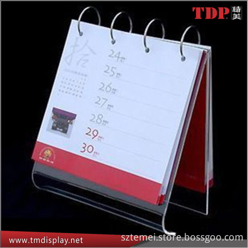 factory wholesale desktop acrylic calendar stand with metal ring